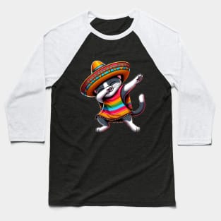 Cinco De Mayo Funny Mexican Cat Sombrero Poncho Baseball T-Shirt